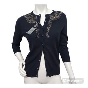 NWT Apostrophe Black 7% Rabbit Hair Sweater Size S